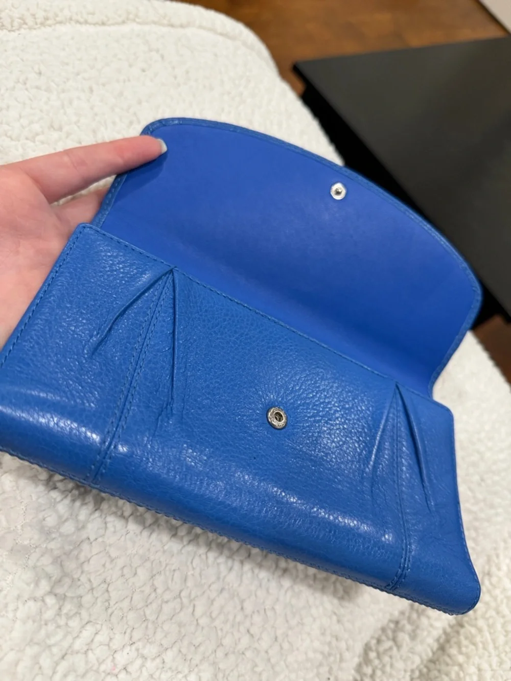 Coach Blue Leather Foldover Wallet - Picture 2 of 7